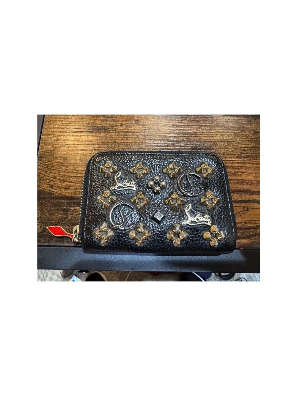 Christian Louboutin Panettone Studded Leather Coin wallet with box and dust bag - Picture 4 of 16